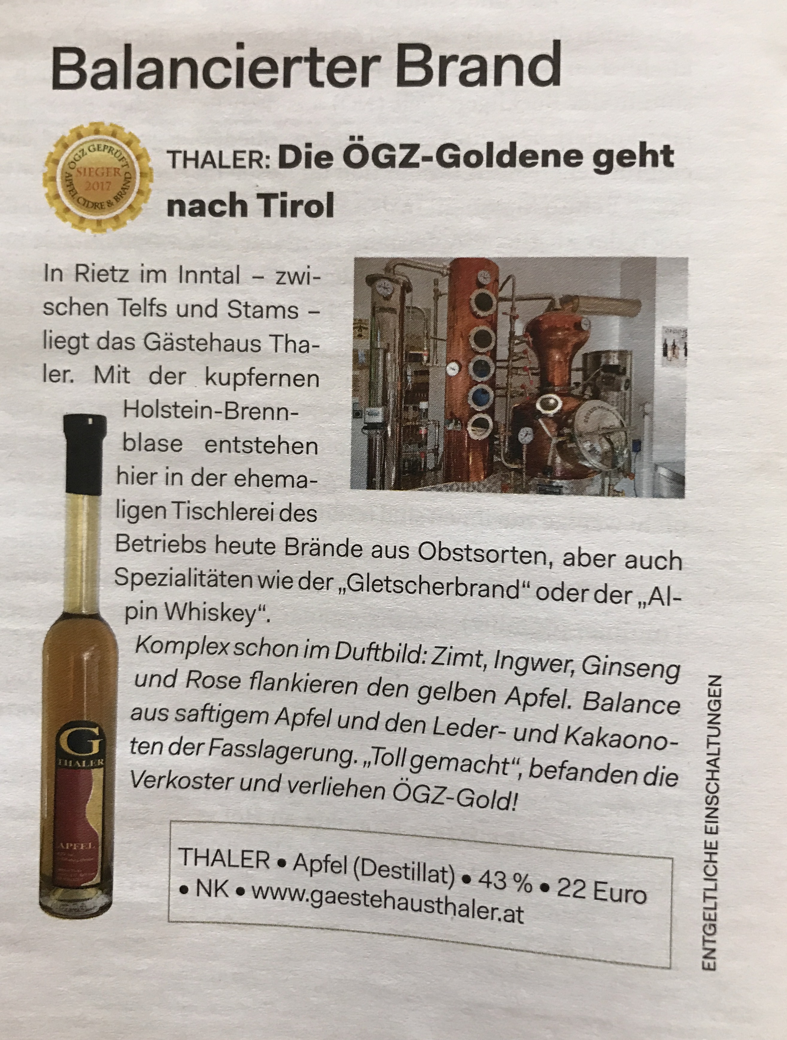 Die ÖGZ-Goldene geht nach Tirol Image